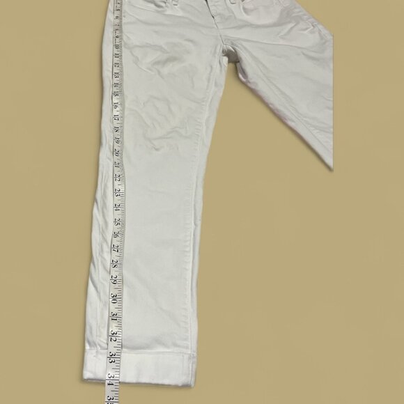 ANN TAYLOR LOFT Modern Skinny Ankle White Jeans Sz 25/0 Cuffed White Denim - Picture 5 of 9